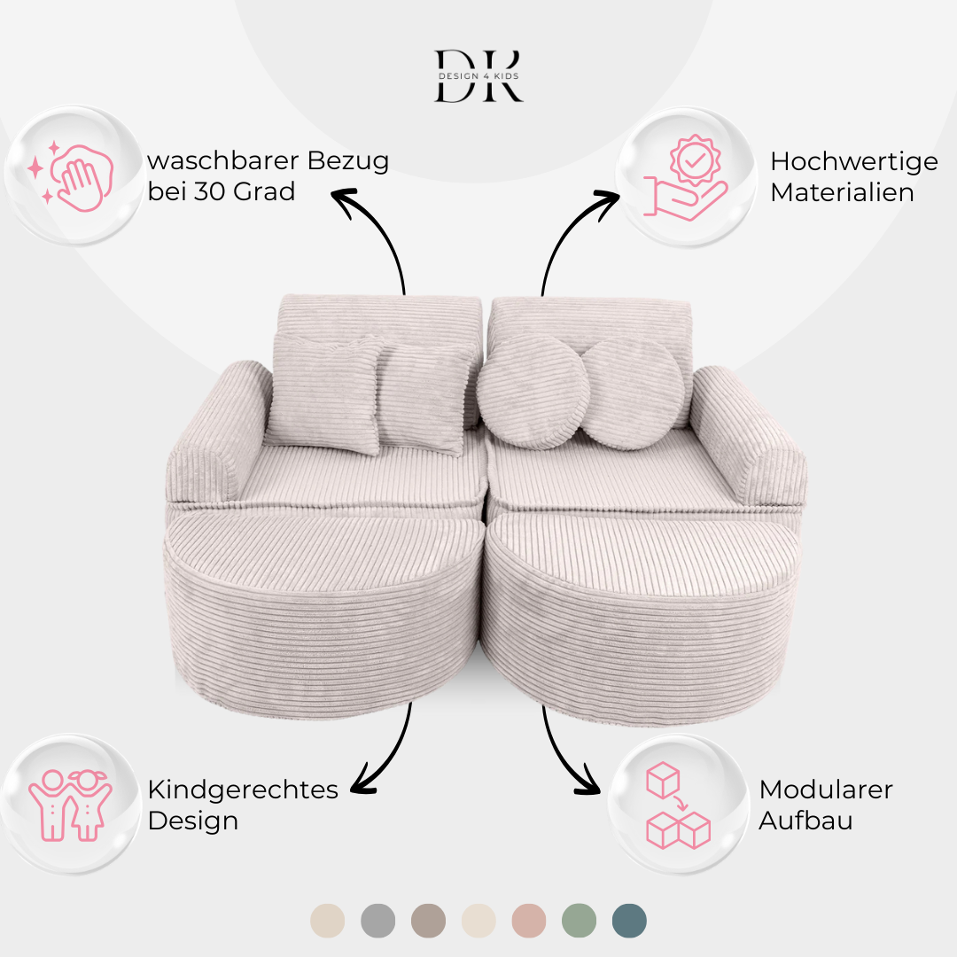 Design4Kids Mini Spielsofa Jewel Cord Max