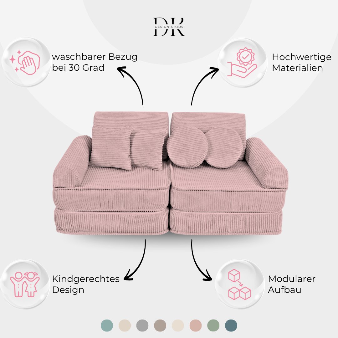 Design4Kids Mini Spielsofa Jewel Cord Plus