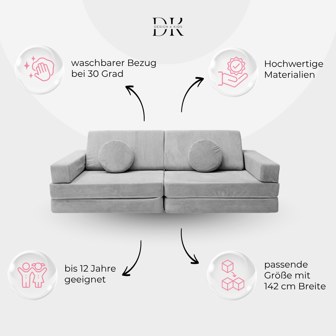 Design4Kids Spielsofa Slim-Cord Mini Grande