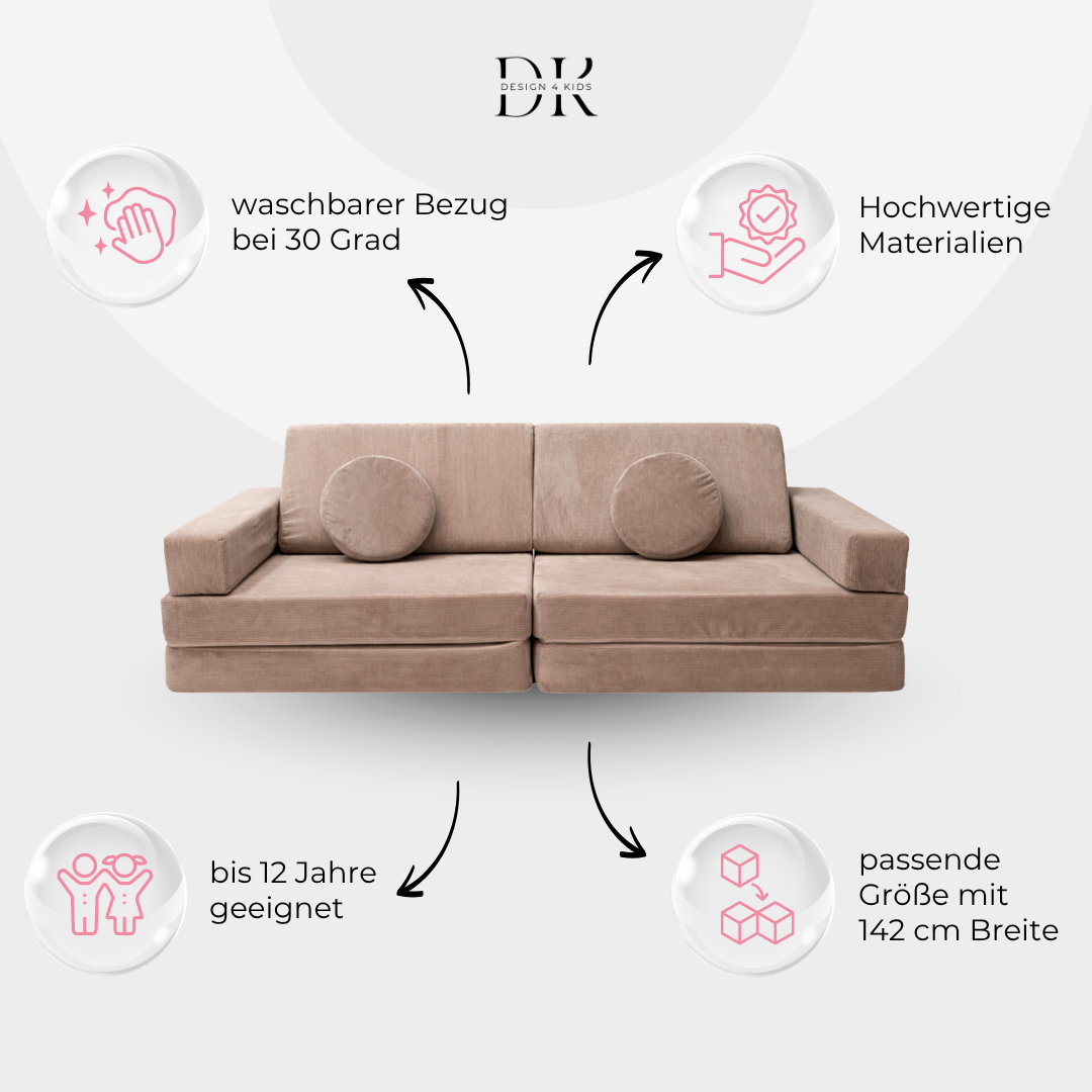 Design4Kids Spielsofa Slim-Cord Mini Grande