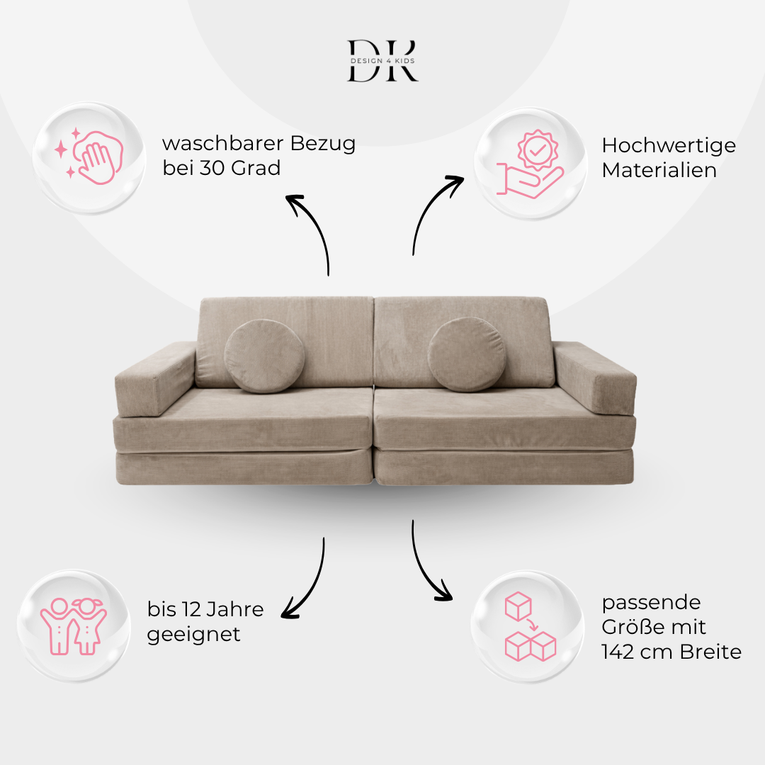 Design4Kids Spielsofa Slim-Cord Mini Grande