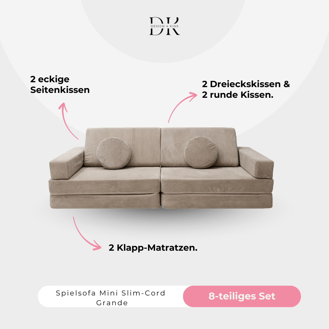 Design4Kids Spielsofa Slim-Cord Mini Grande