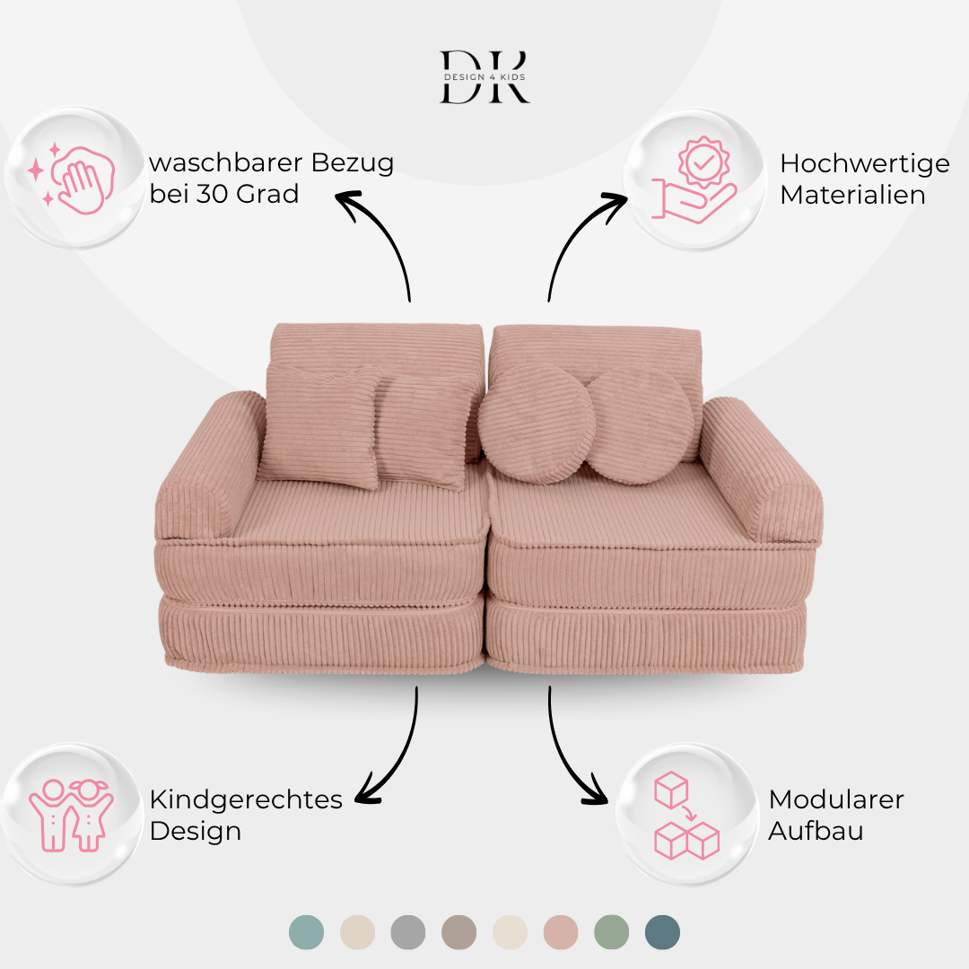 Design4Kids Mini Spielsofa Jewel Cord Plus