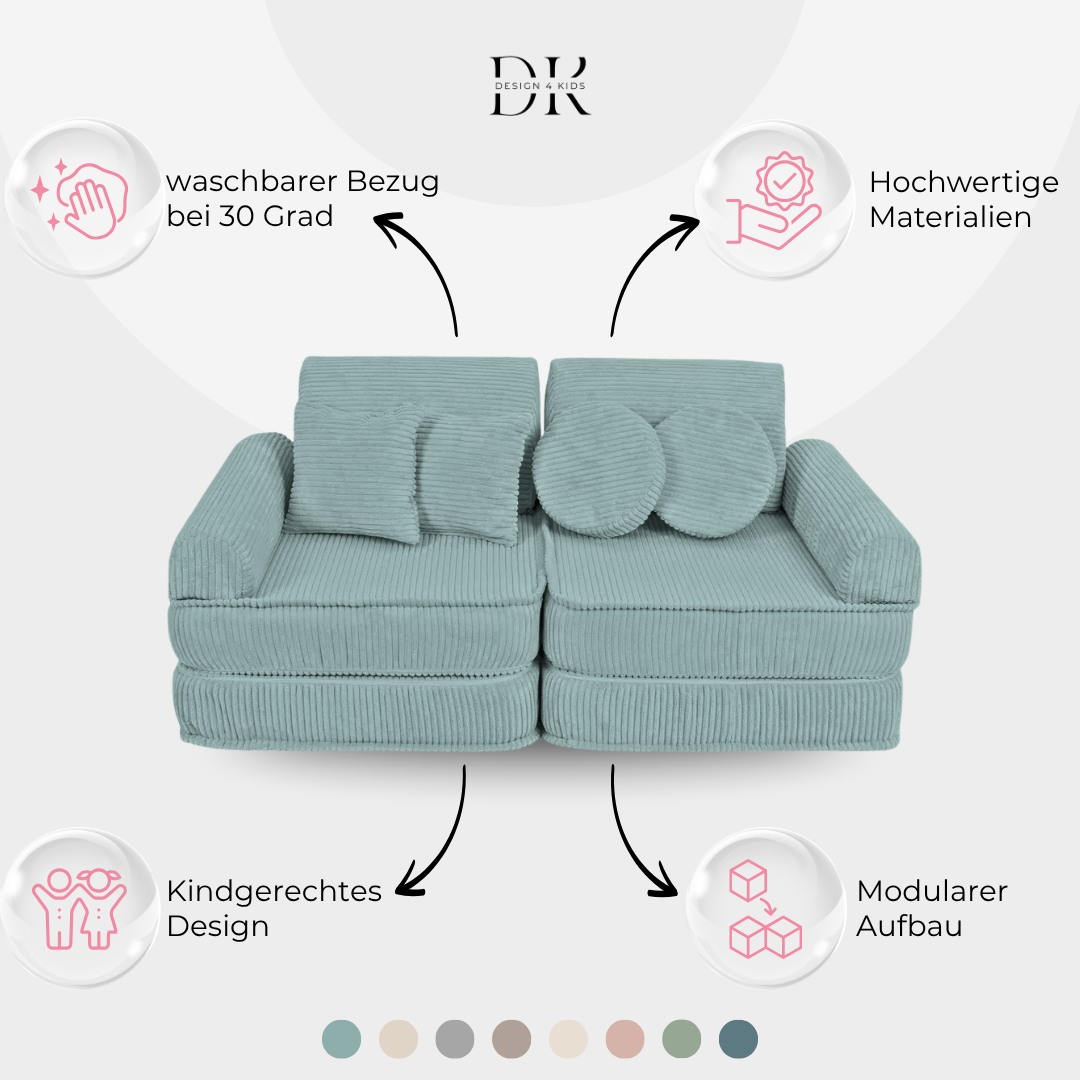 Design4Kids Mini Spielsofa Jewel Cord Plus