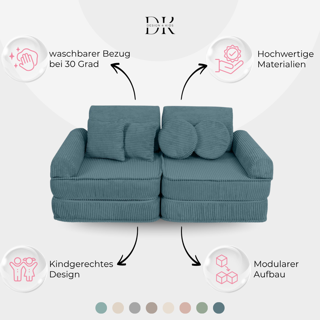 Design4Kids Mini Spielsofa Jewel Cord Plus