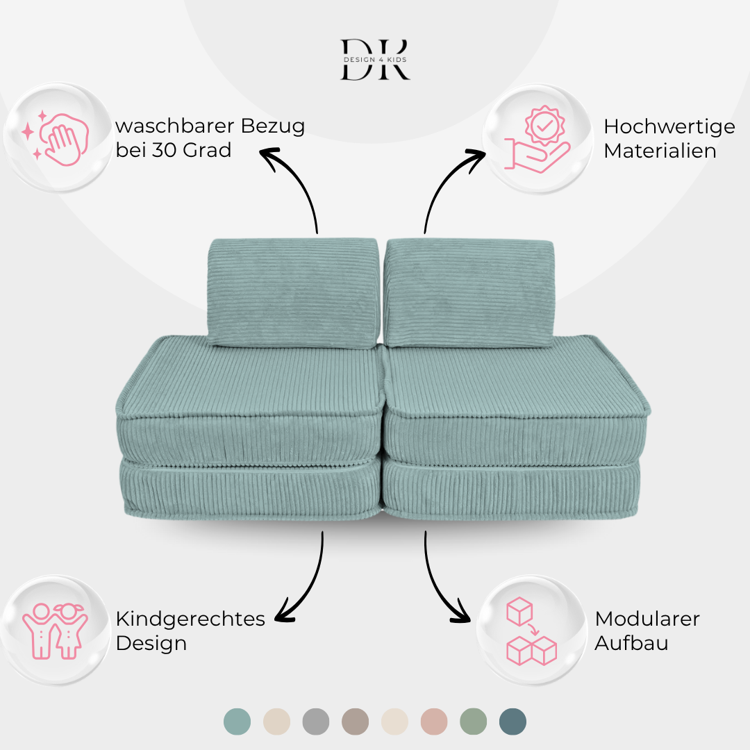 Design4Kids Mini Spielsofa Jewel Cord Basic
