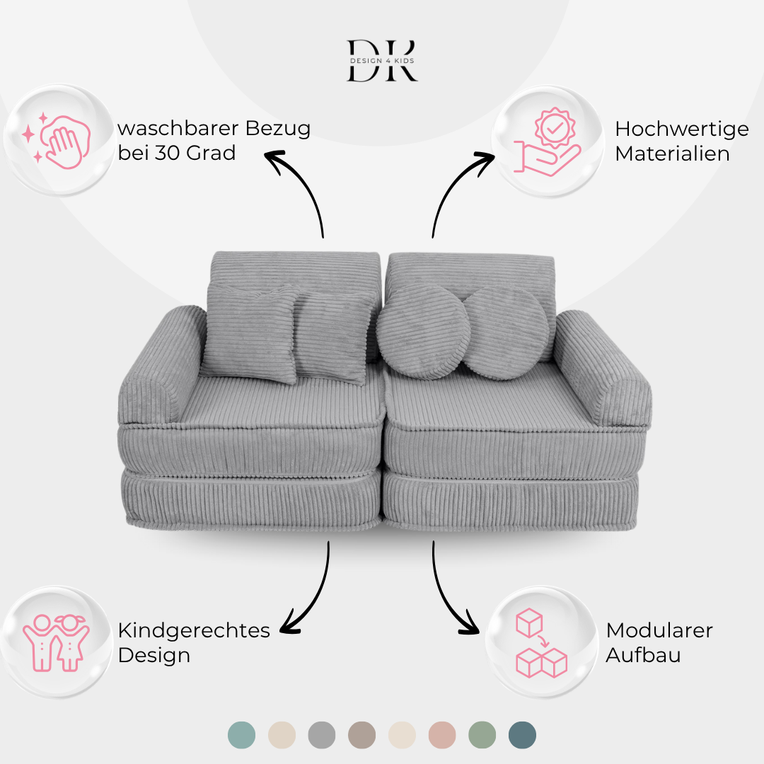 Design4Kids Mini Spielsofa Jewel Cord Plus