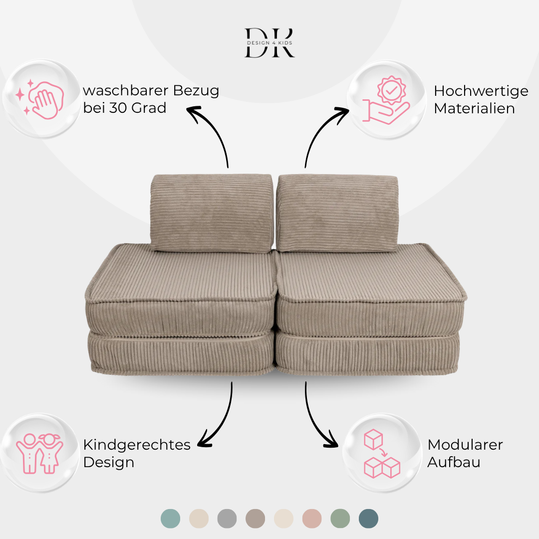 Design4Kids Mini Spielsofa Jewel Cord Basic