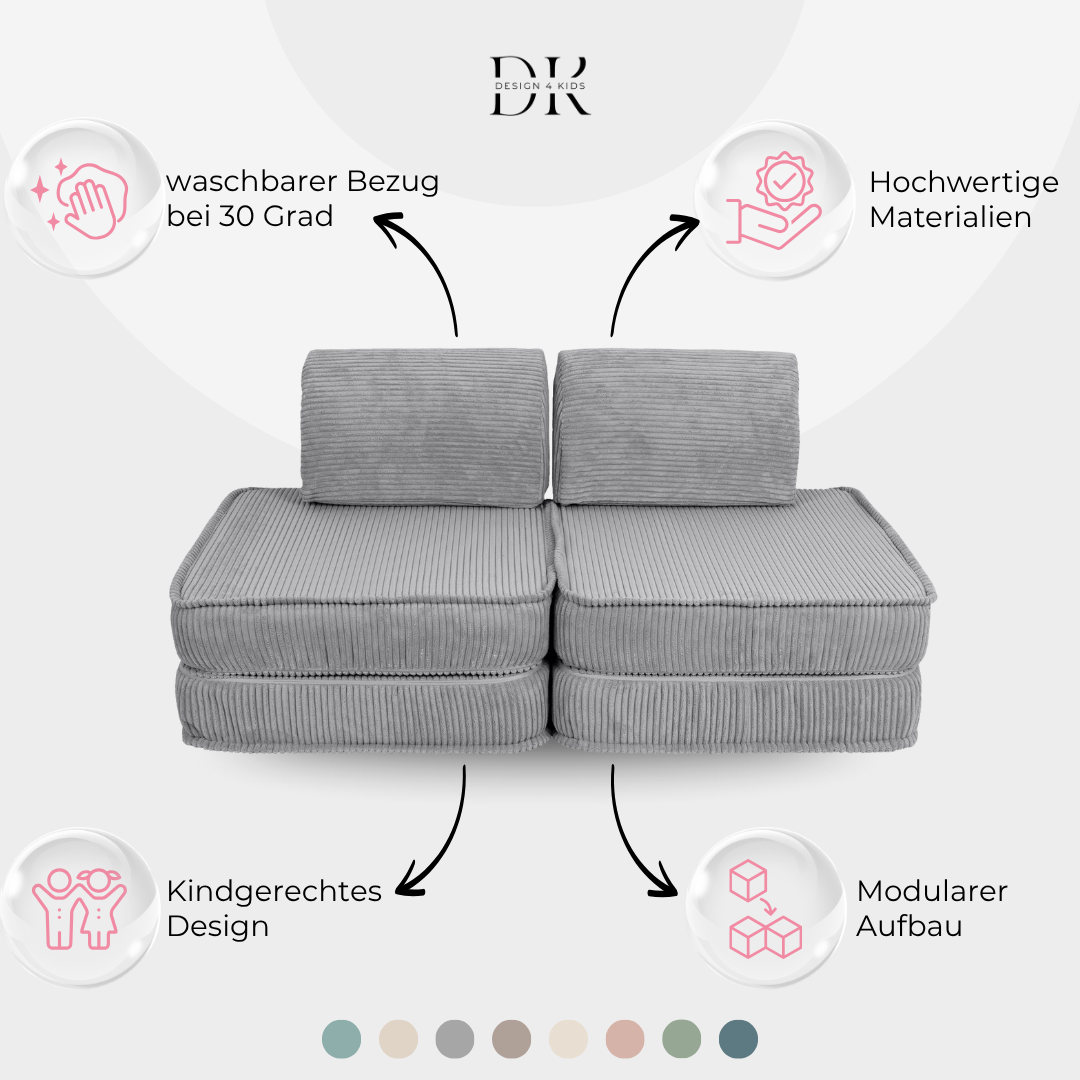 Design4Kids Mini Spielsofa Jewel Cord Basic