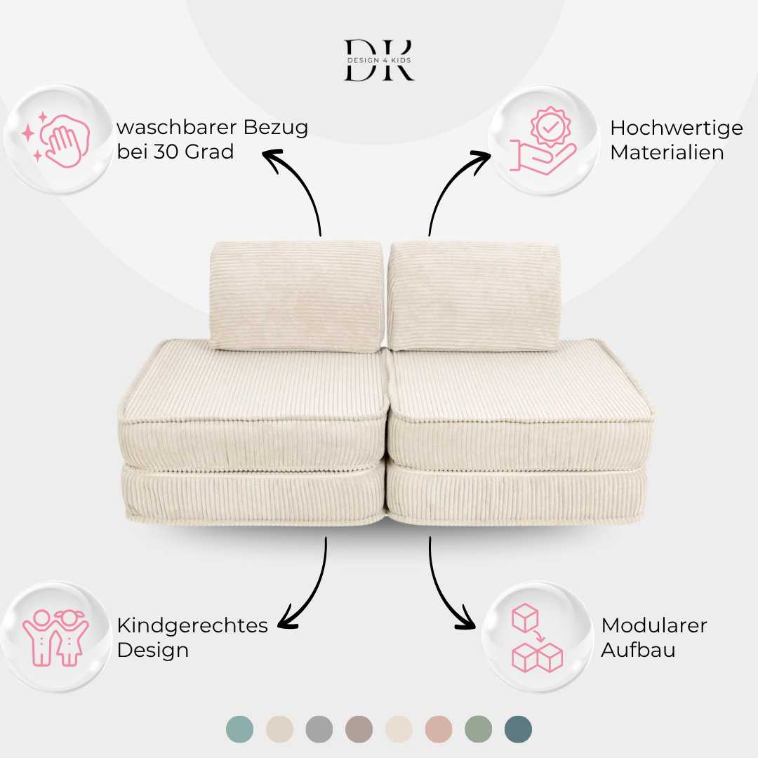 Design4Kids Mini Spielsofa Jewel Cord Basic