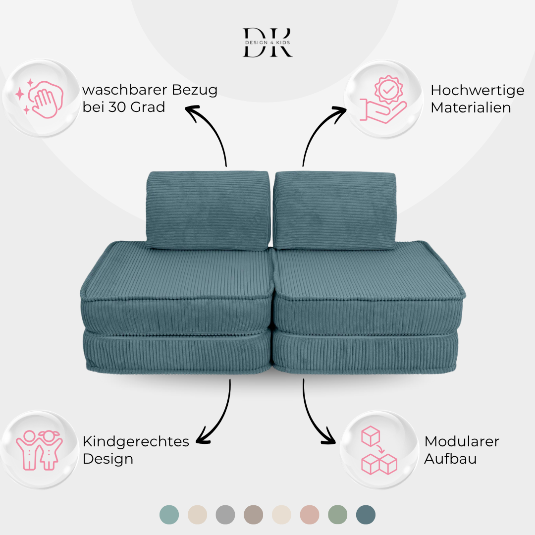 Design4Kids Mini Spielsofa Jewel Cord Basic