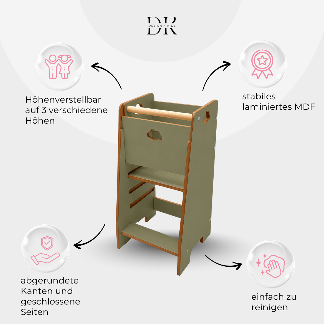 Design4Kids Montessori Küchenhelfer/Lernturm für Kinder