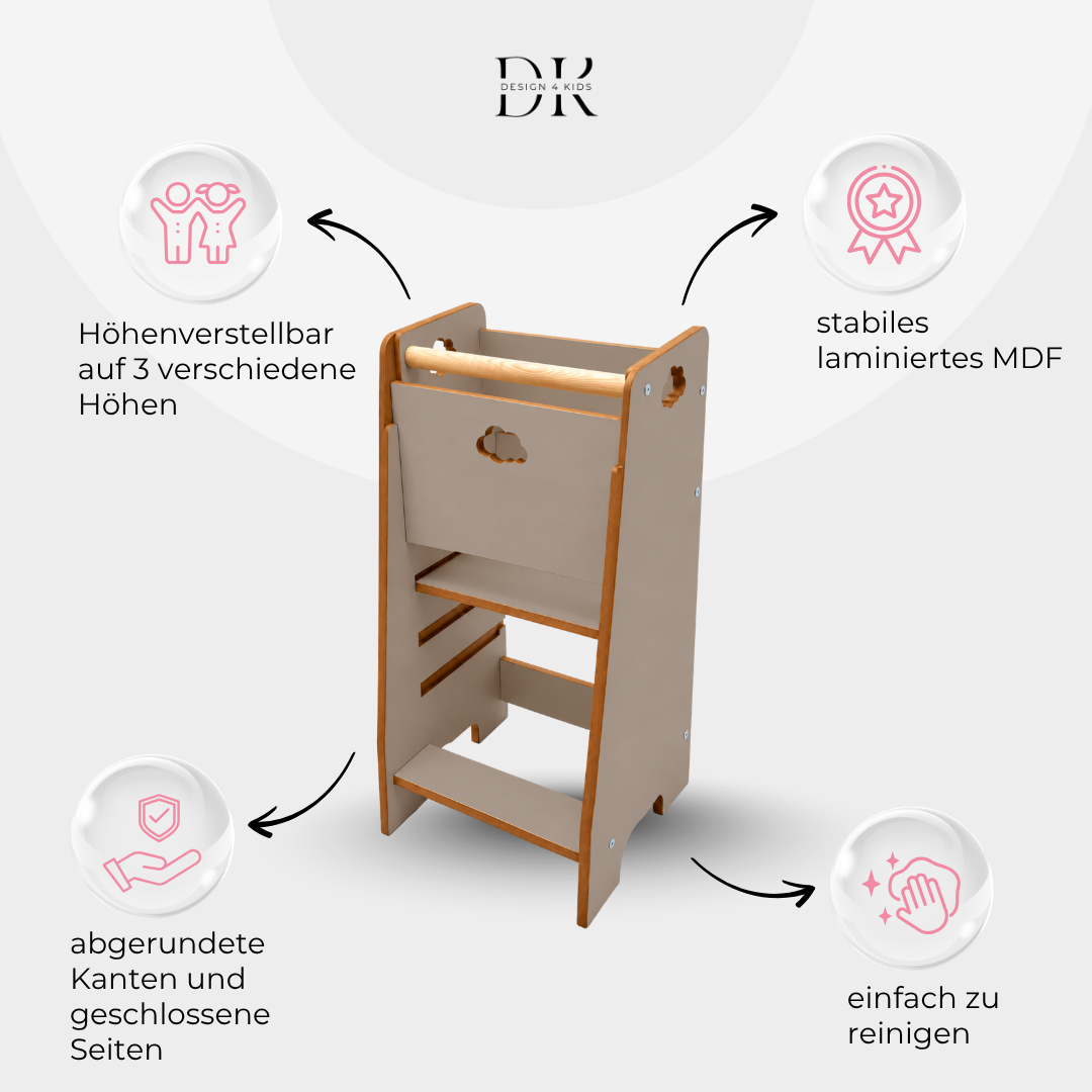 Design4Kids Montessori Küchenhelfer/Lernturm für Kinder