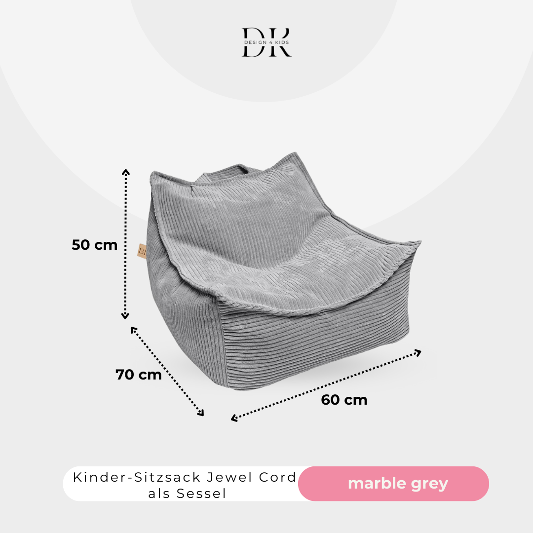 Design4Kids Kinder-Sitzsack Jewel Cord als Sessel