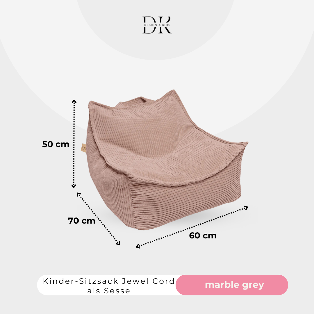 Design4Kids Kinder-Sitzsack Jewel Cord als Sessel