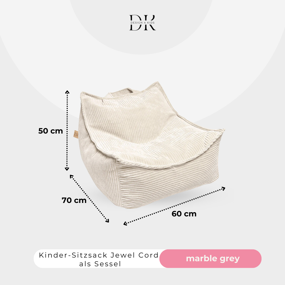 Design4Kids Kinder-Sitzsack Jewel Cord als Sessel