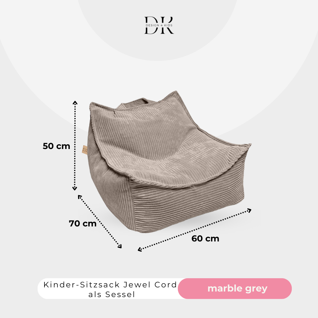 Design4Kids Kinder-Sitzsack Jewel Cord als Sessel