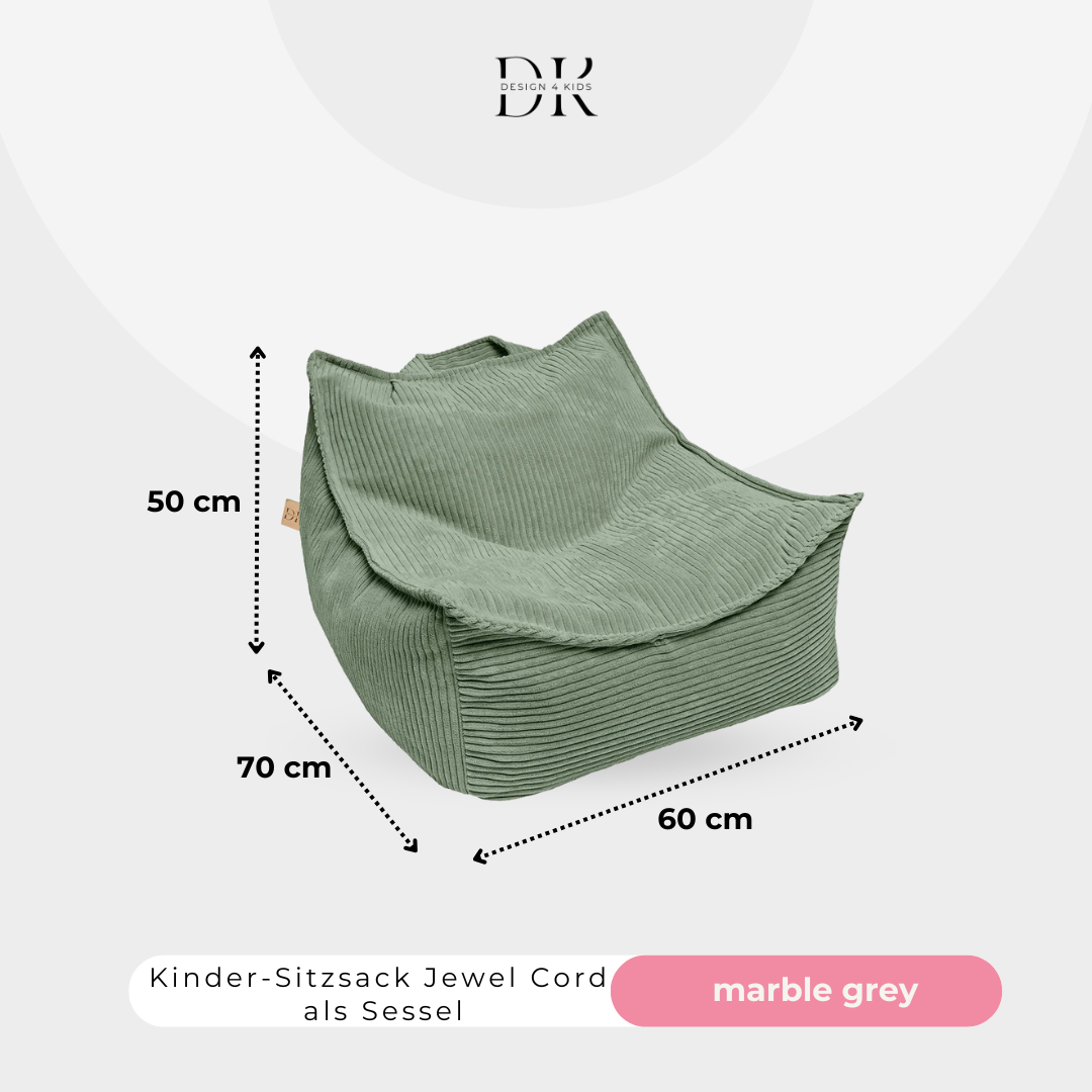 Design4Kids Kinder-Sitzsack Jewel Cord als Sessel