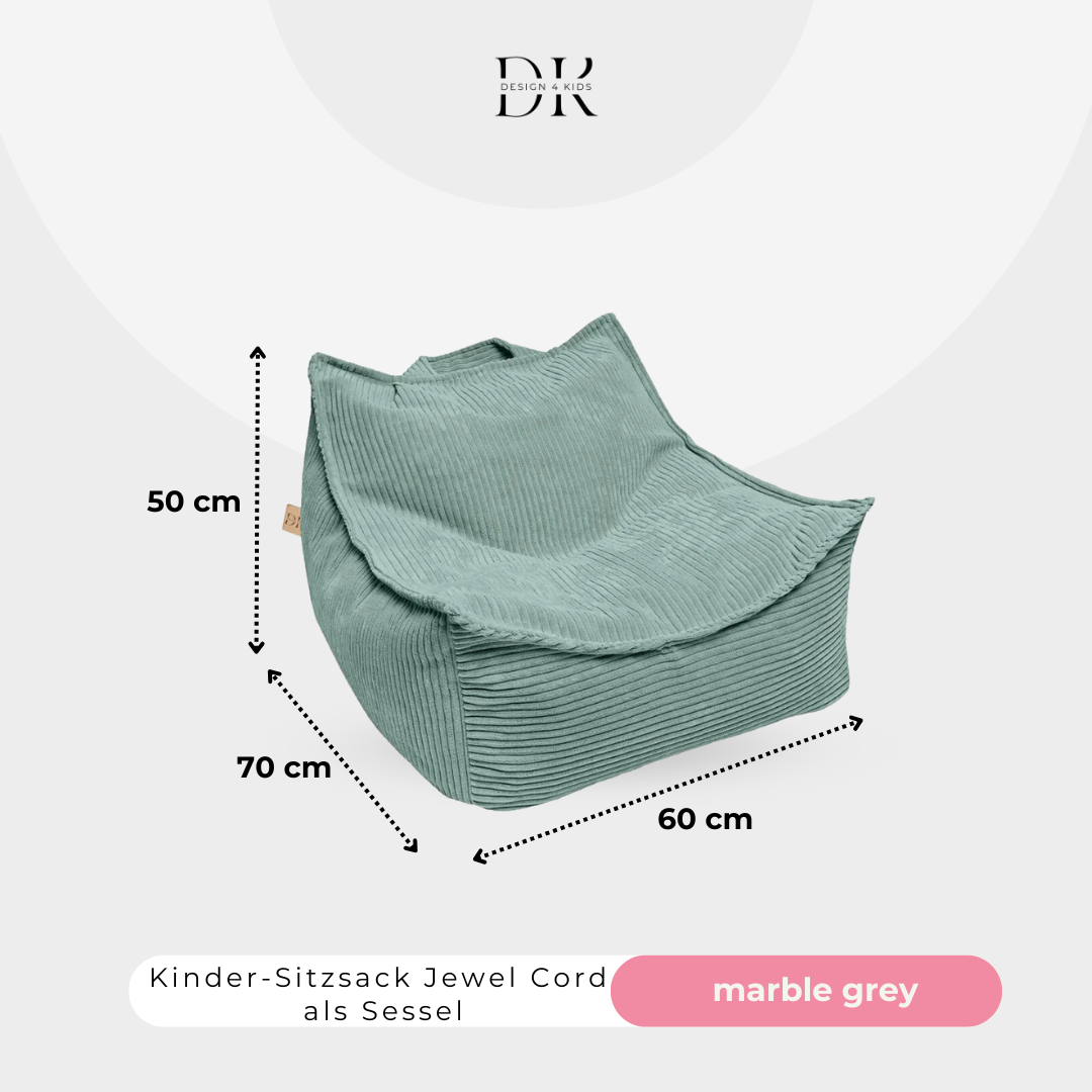 Design4Kids Kinder-Sitzsack Jewel Cord als Sessel