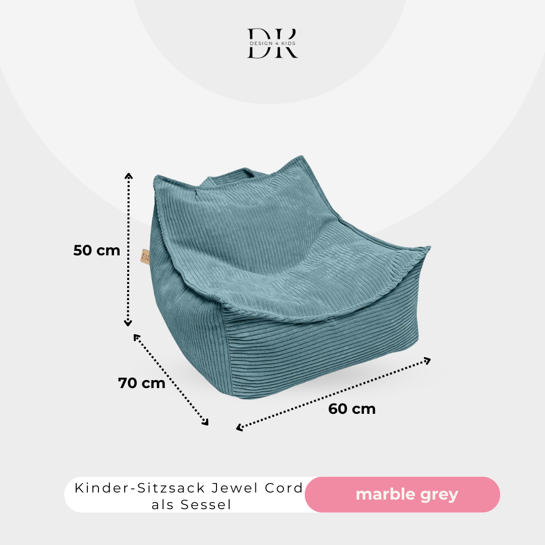 Design4Kids Kinder-Sitzsack Jewel Cord als Sessel
