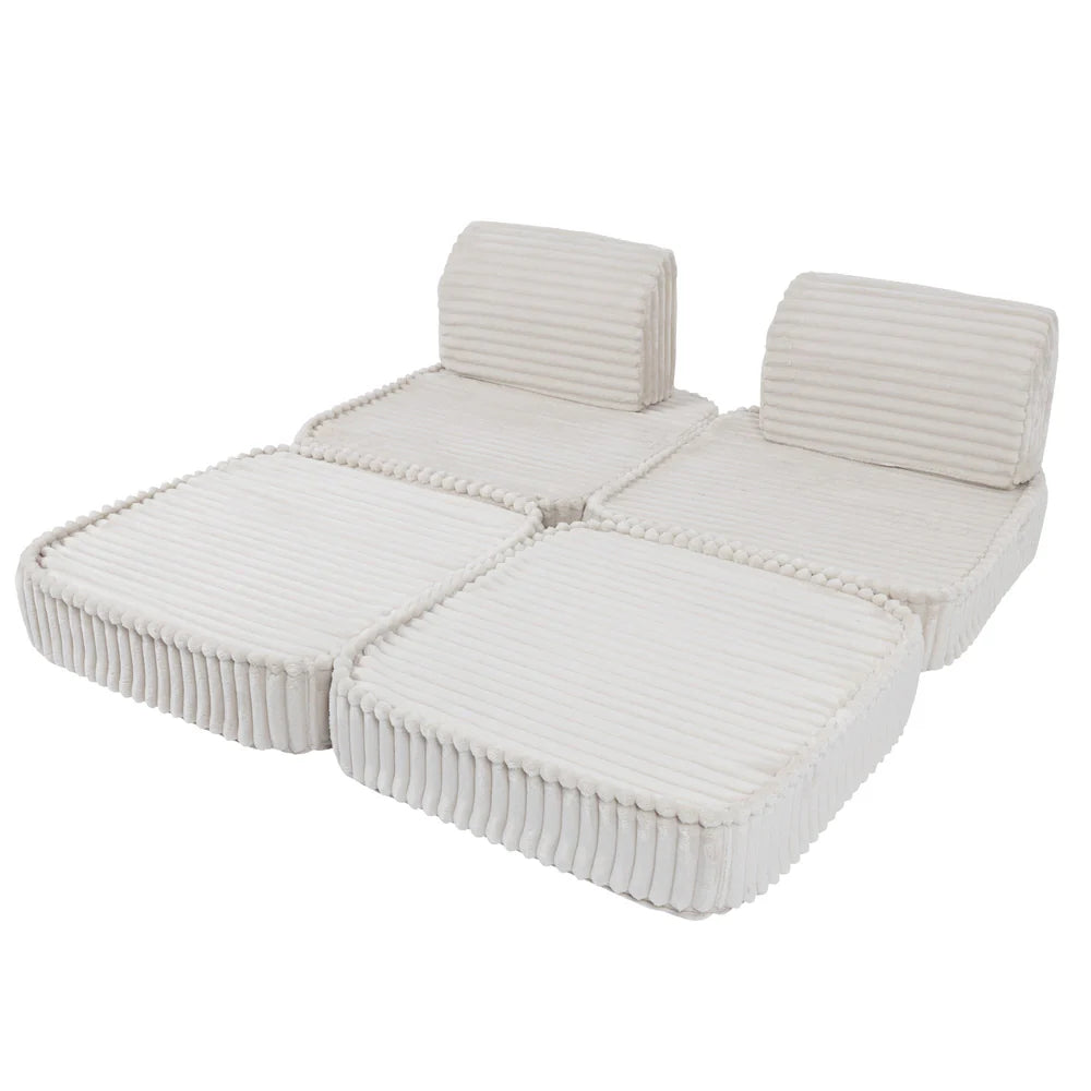 Design4Kids Mini Spielsofa Pearl Plüsch-Cord Max - almond beige