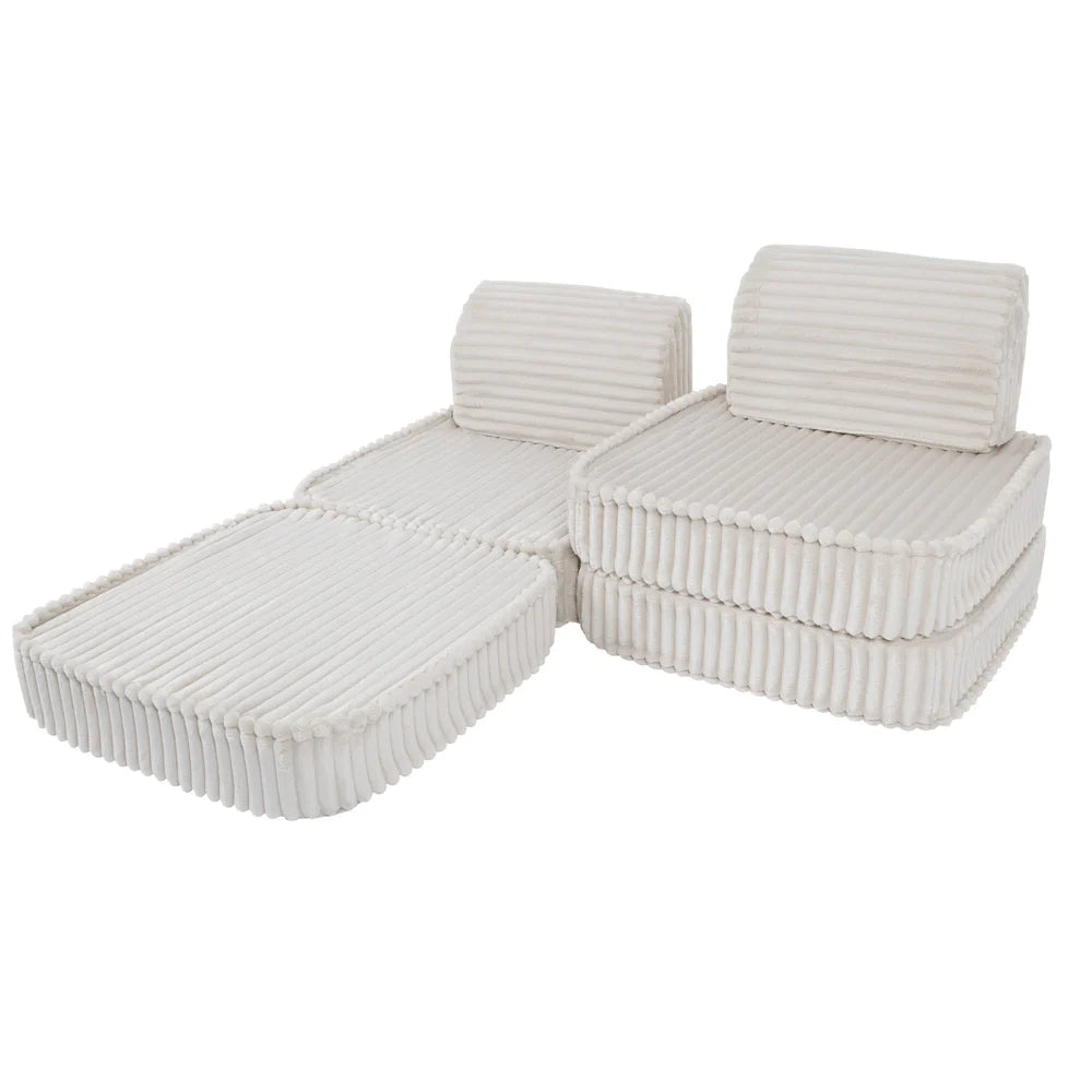 Design4Kids Mini Spielsofa Pearl Plüsch-Cord Max - almond beige