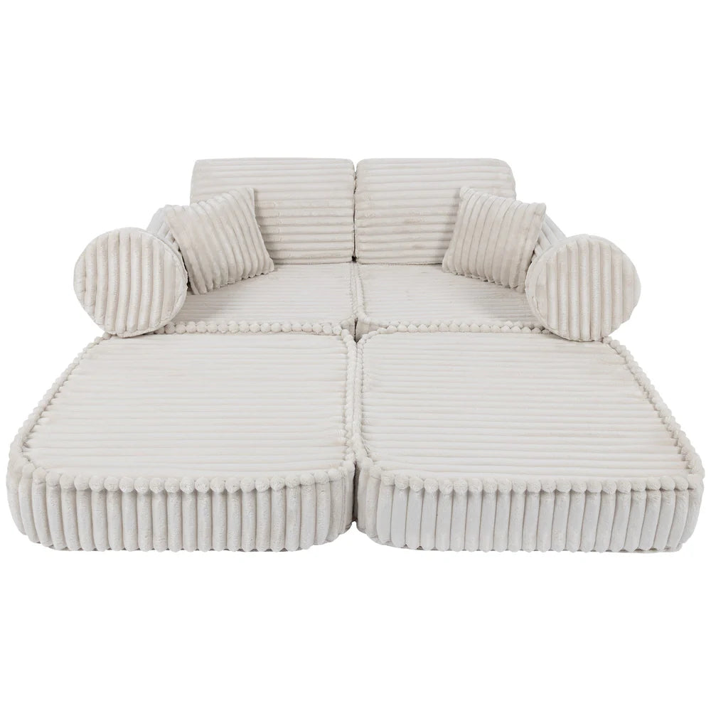Design4Kids Mini Spielsofa Pearl Plüsch-Cord Max - almond beige