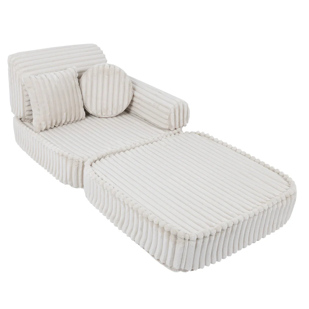 Design4Kids Mini Spielsofa Pearl Plüsch-Cord Max - almond beige
