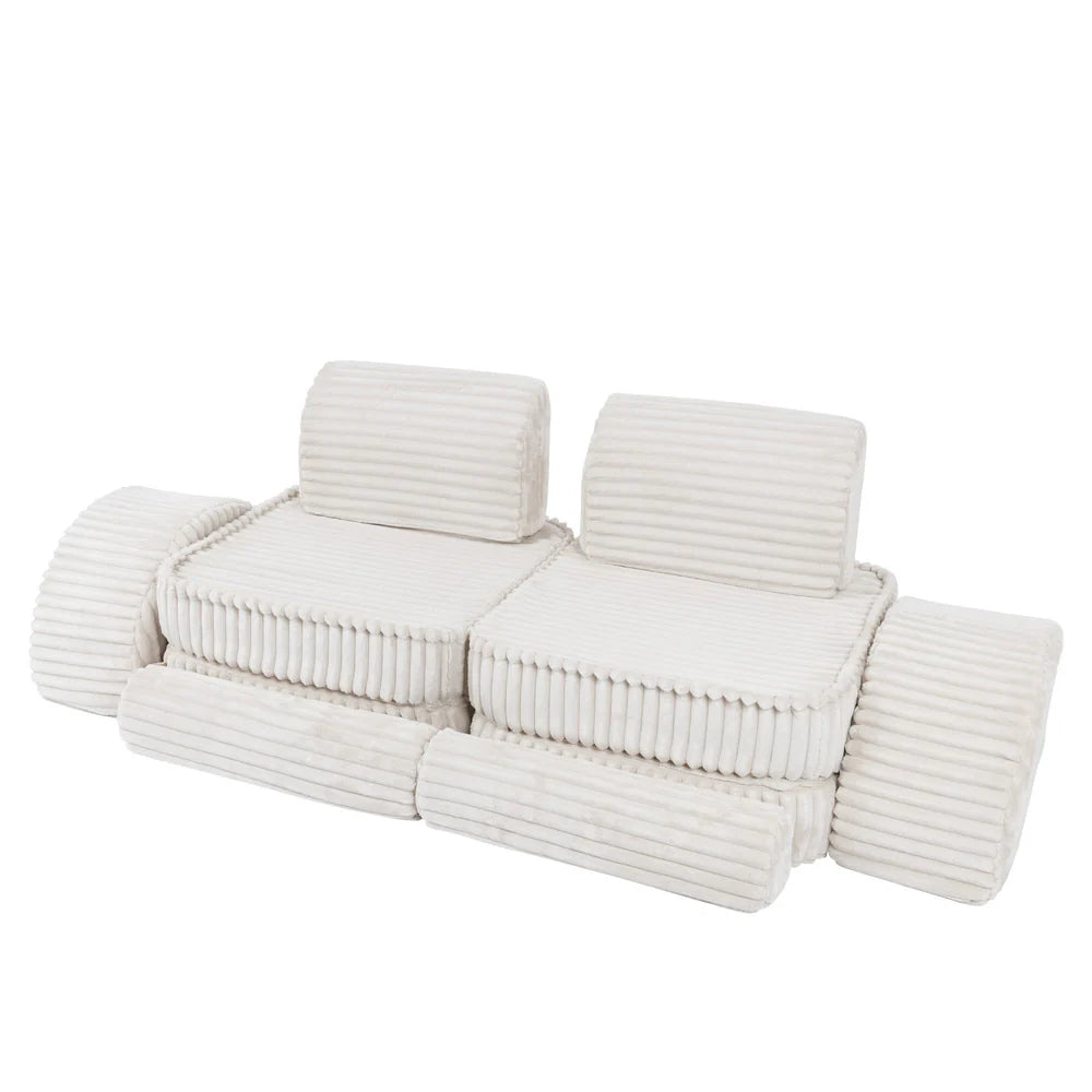 Design4Kids Mini Spielsofa Pearl Plüsch-Cord Max - almond beige