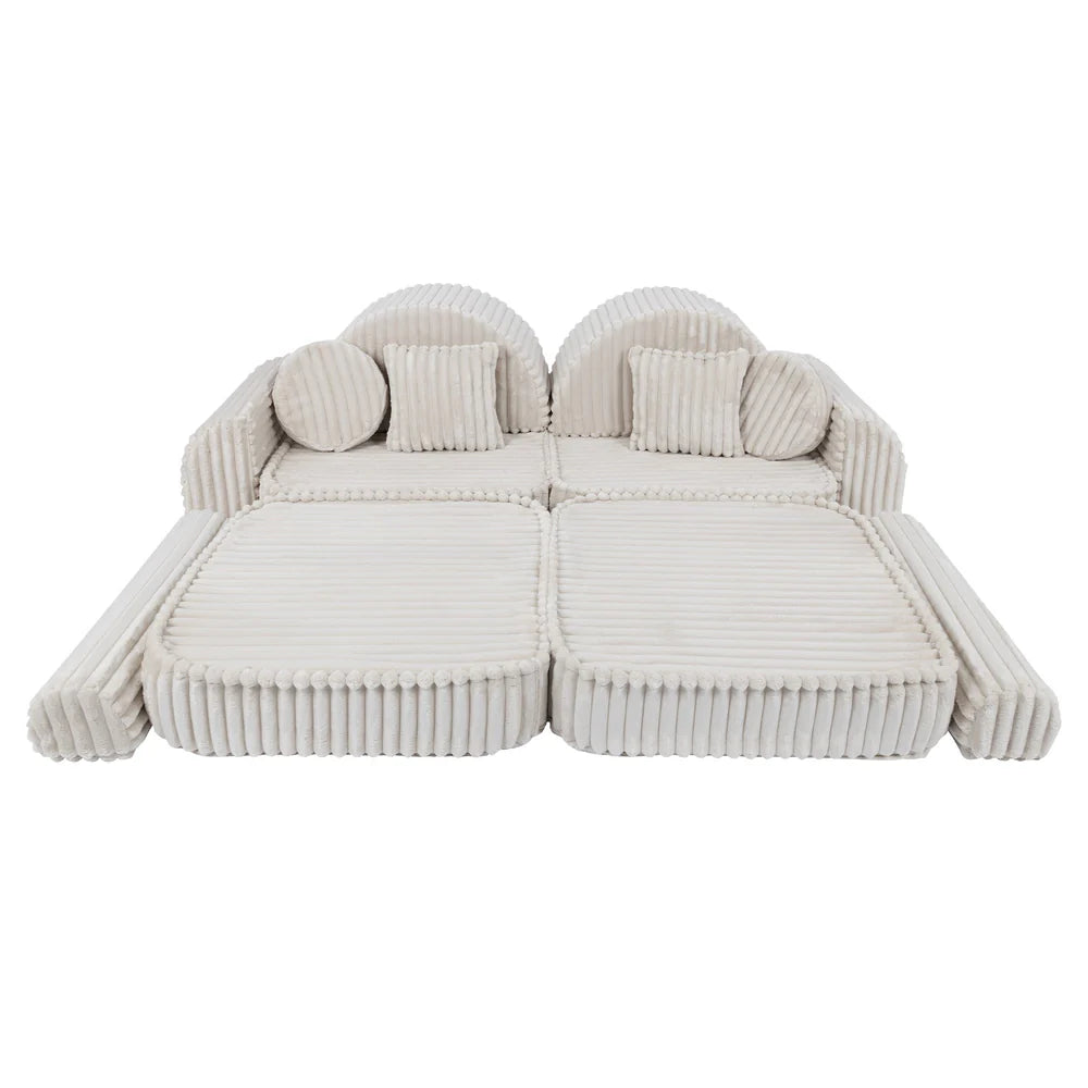Design4Kids Mini Spielsofa Pearl Plüsch-Cord Max - almond beige