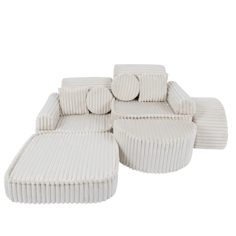 Design4Kids Mini Spielsofa Pearl Plüsch-Cord Max - almond beige