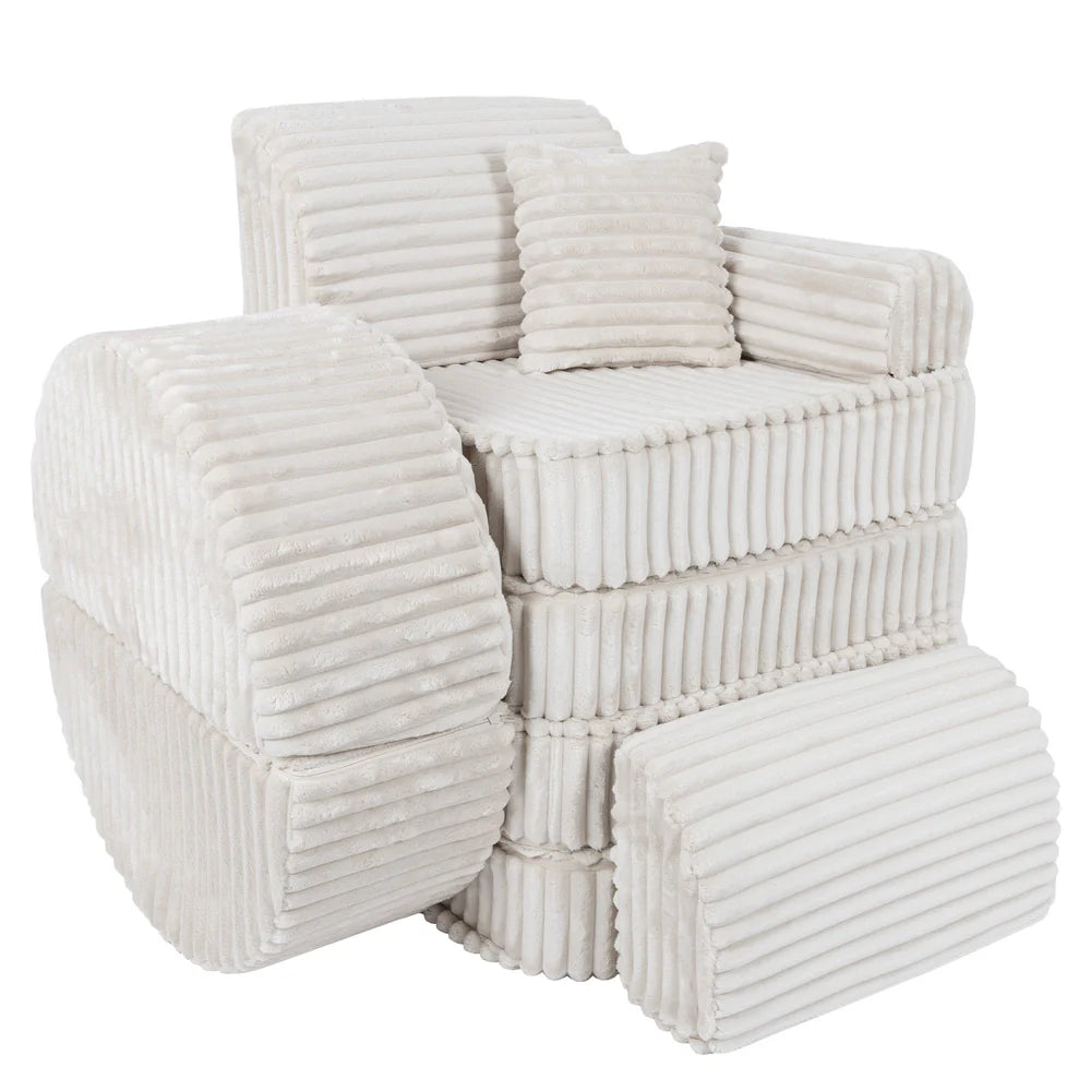 Design4Kids Mini Spielsofa Pearl Plüsch-Cord Max - almond beige