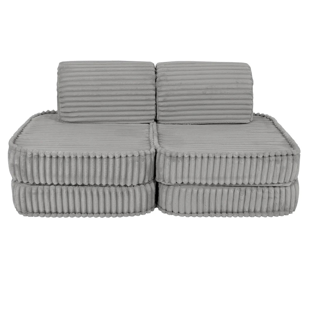 Design4Kids Mini Spielsofa Pearl Plüsch-Cord Basic - marble gray