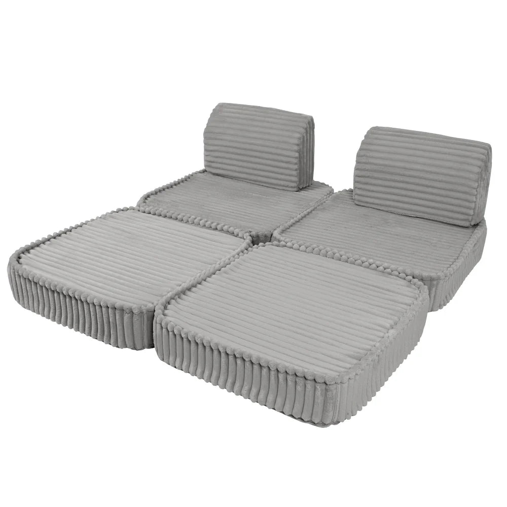 Design4Kids Mini Spielsofa Pearl Plüsch-Cord Max - marble gray