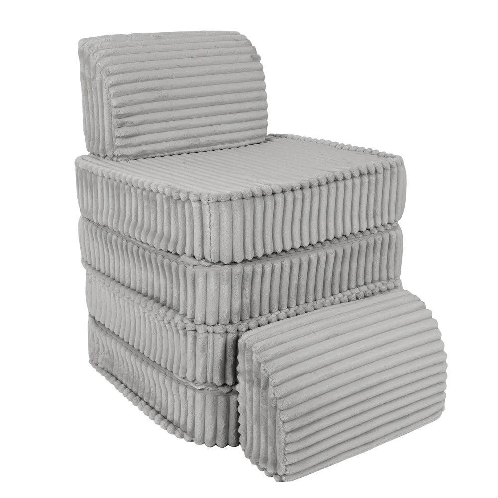 Design4Kids Mini Spielsofa Pearl Plüsch-Cord Basic - marble gray