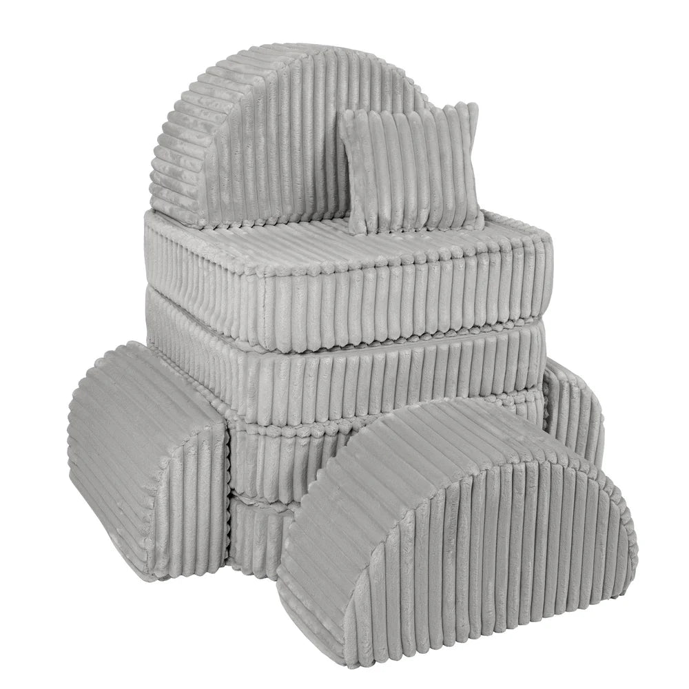 Design4Kids Mini Spielsofa Pearl Plüsch-Cord Max - marble gray