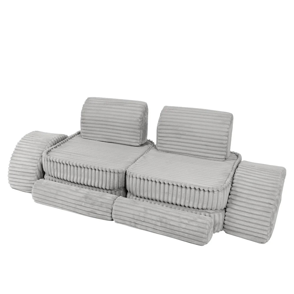 Design4Kids Mini Spielsofa Pearl Plüsch-Cord Max - marble gray