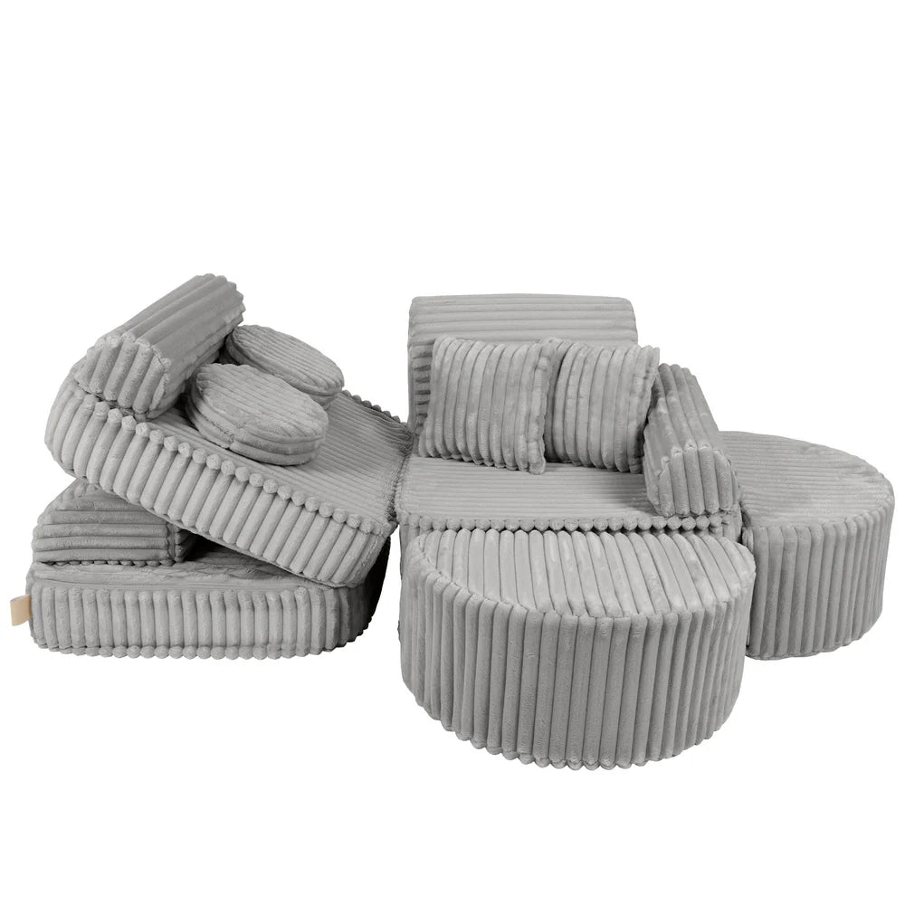 Design4Kids Mini Spielsofa Pearl Plüsch-Cord Max - marble gray