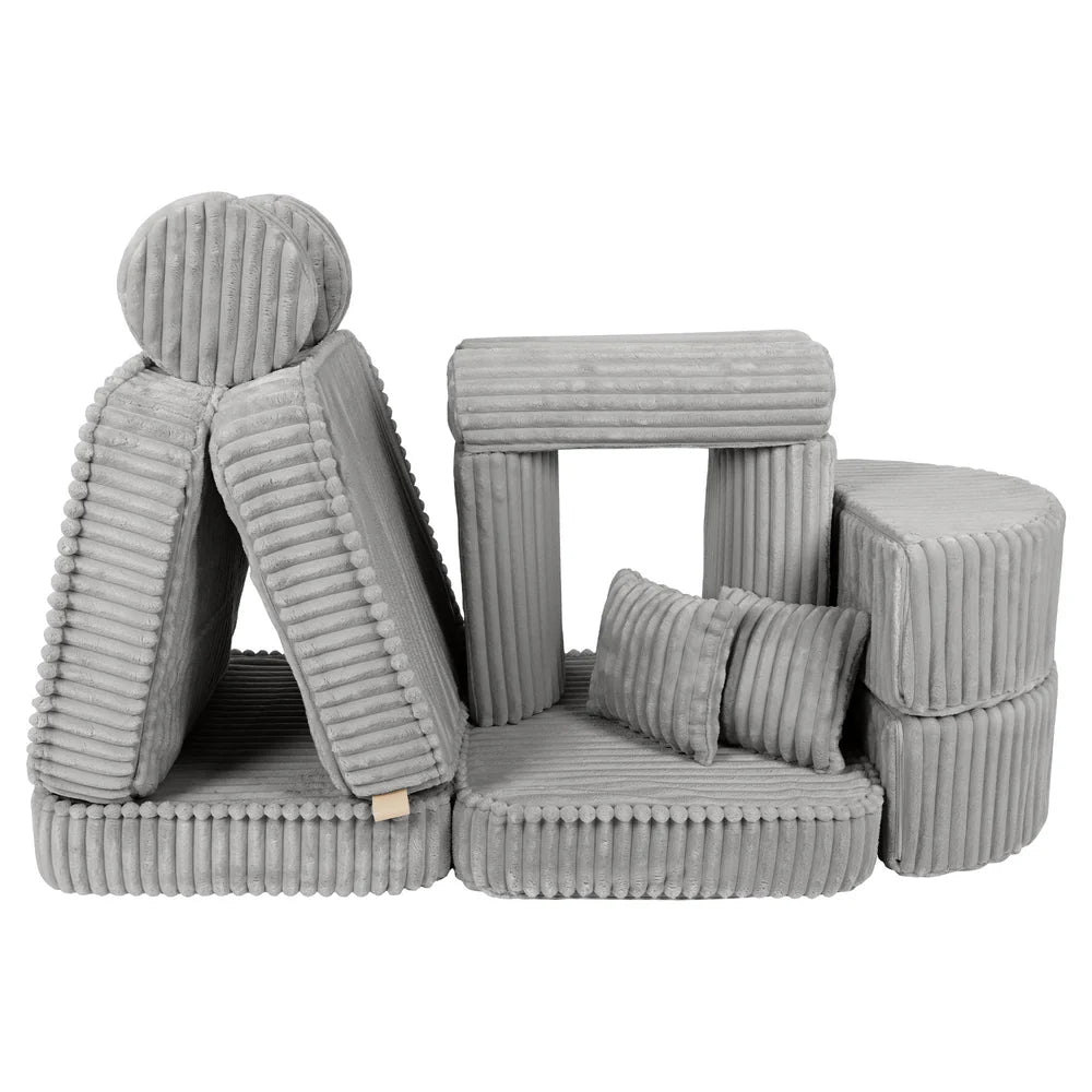 Design4Kids Mini Spielsofa Pearl Plüsch-Cord Max - marble gray