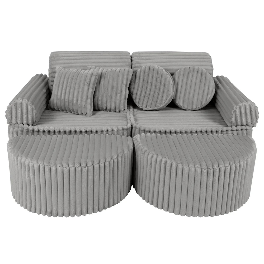 Design4Kids Mini Spielsofa Pearl Plüsch-Cord Max - marble gray