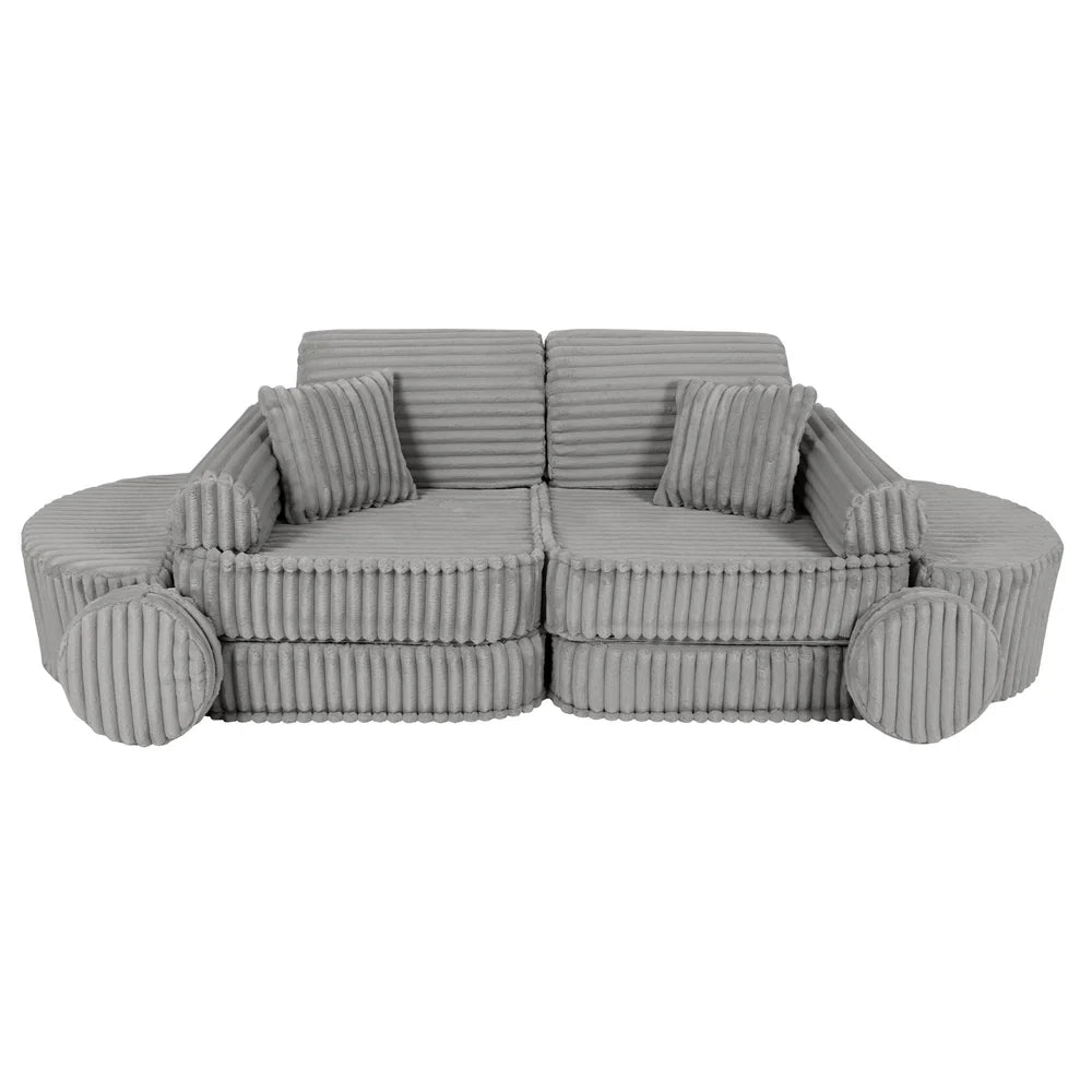 Design4Kids Mini Spielsofa Pearl Plüsch-Cord Max - marble gray