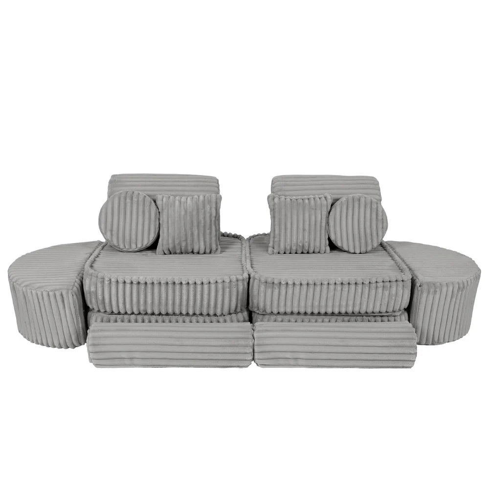 Design4Kids Mini Spielsofa Pearl Plüsch-Cord Max - marble gray