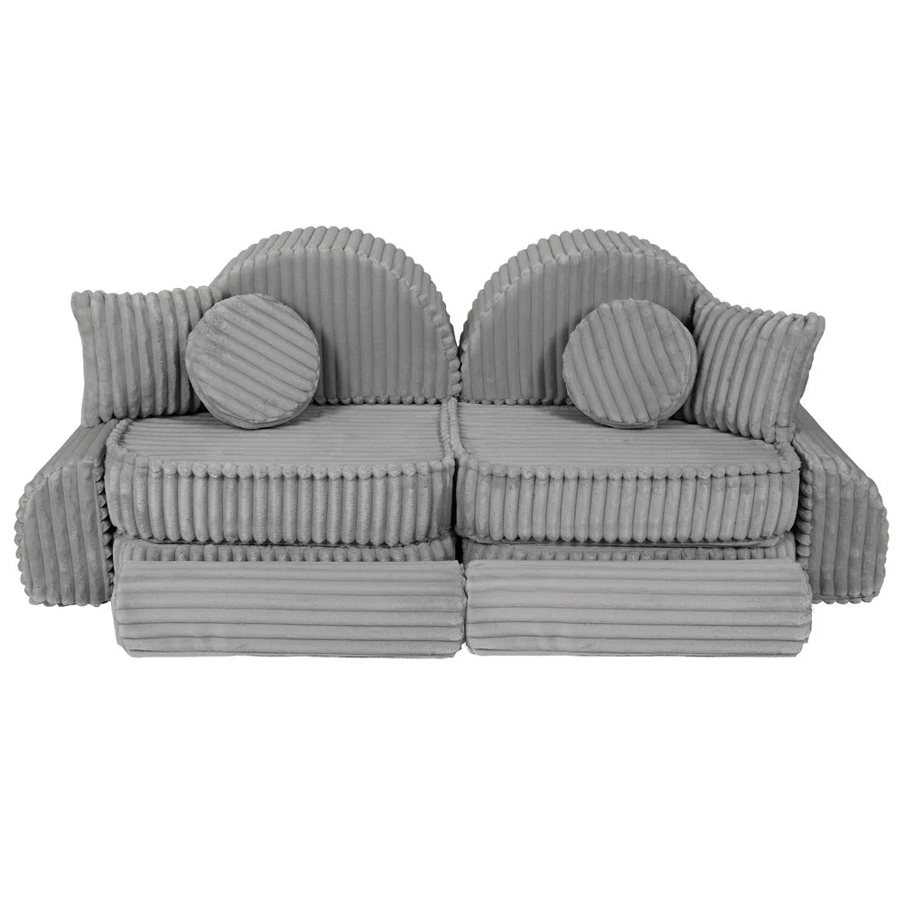 Design4Kids Mini Spielsofa Pearl Plüsch-Cord Max - marble gray