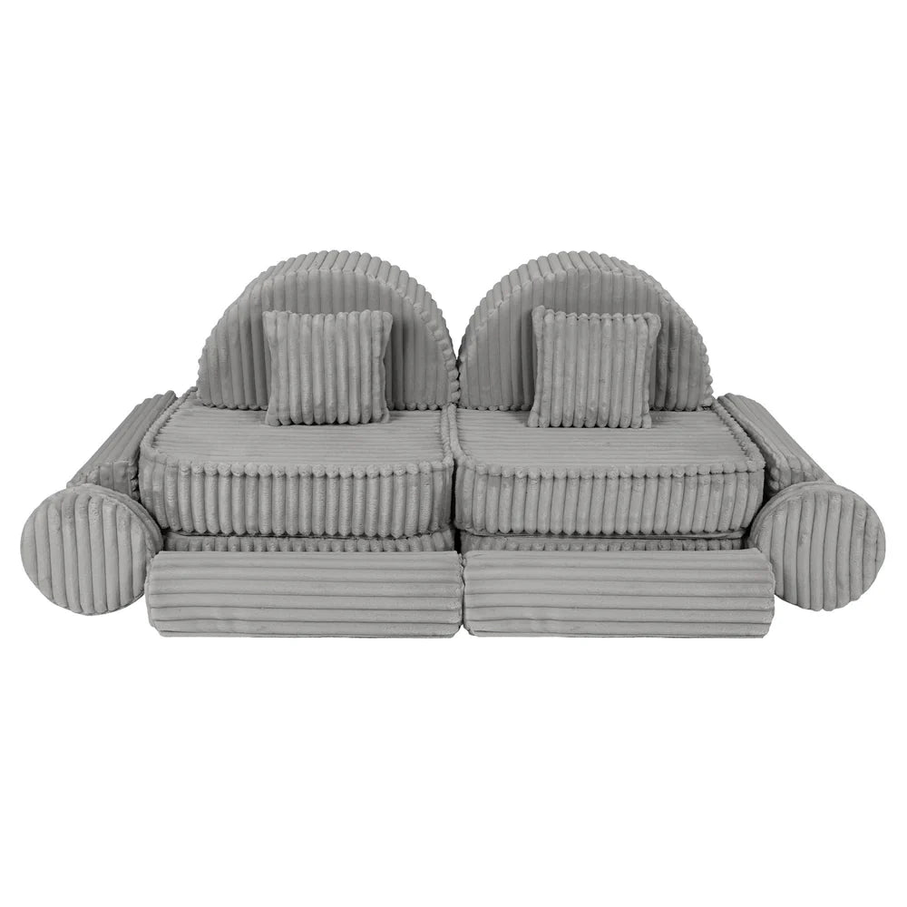 Design4Kids Mini Spielsofa Pearl Plüsch-Cord Max - marble gray