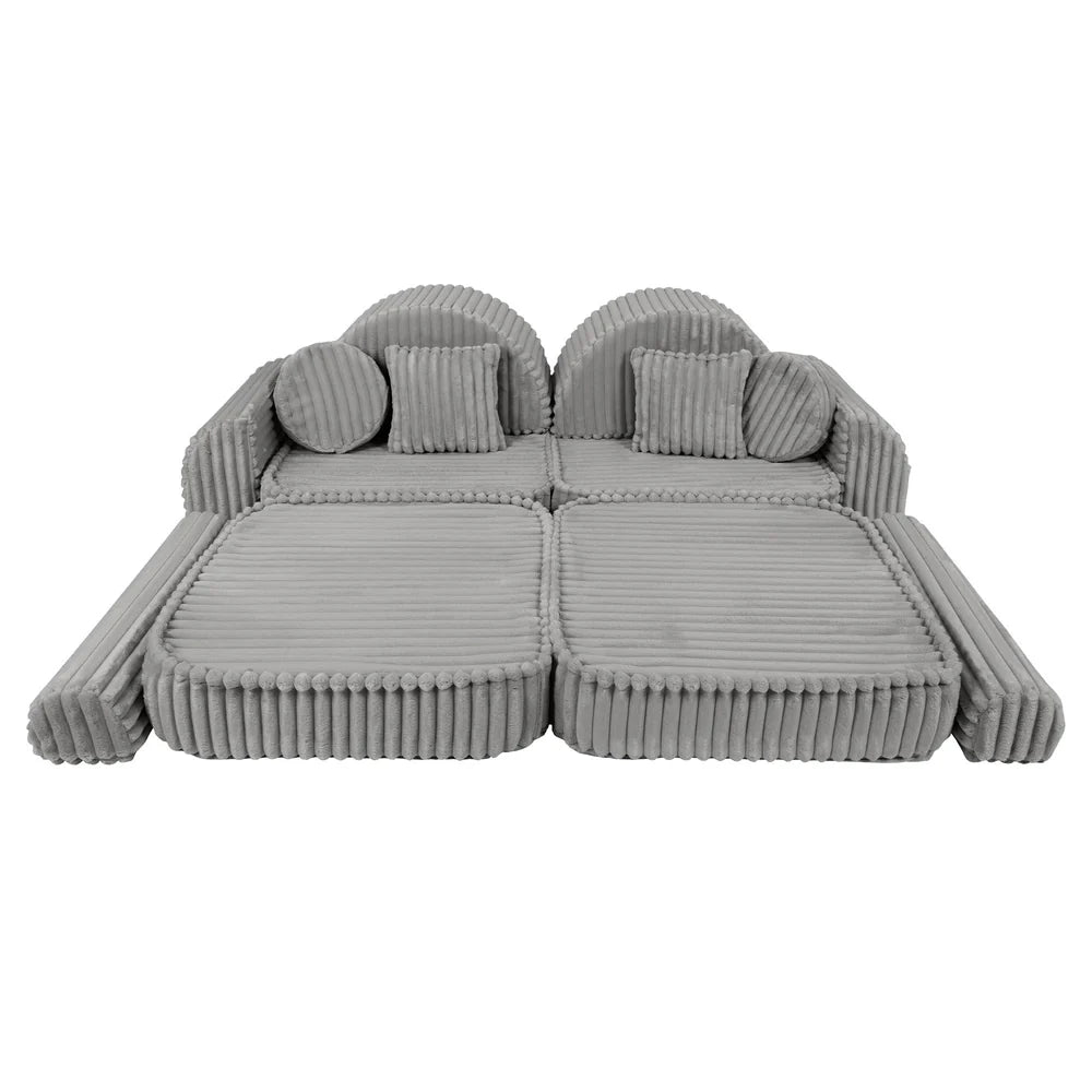 Design4Kids Mini Spielsofa Pearl Plüsch-Cord Max - marble gray