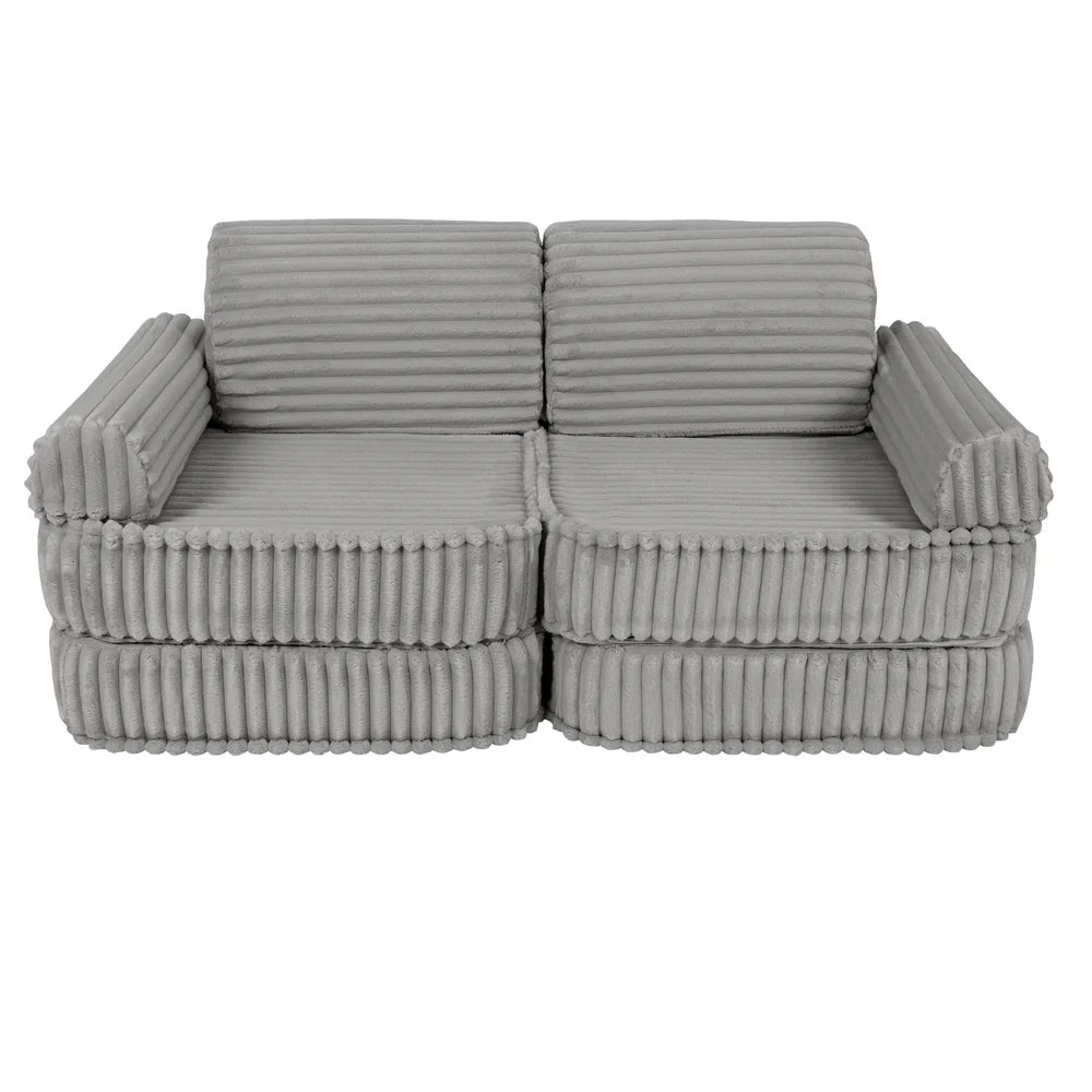 Design4Kids Mini Spielsofa Pearl Plüsch-Cord Max - marble gray
