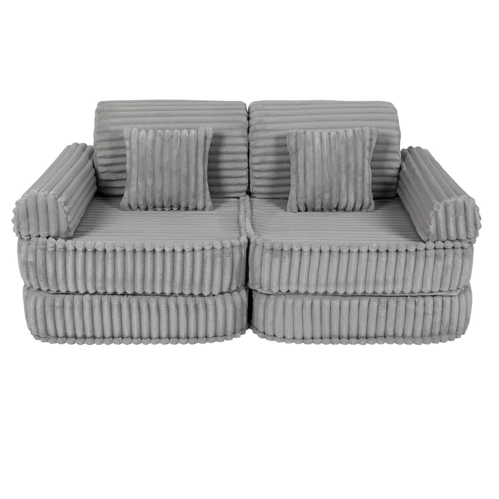 Design4Kids Mini Spielsofa Pearl Plüsch-Cord Max - marble gray