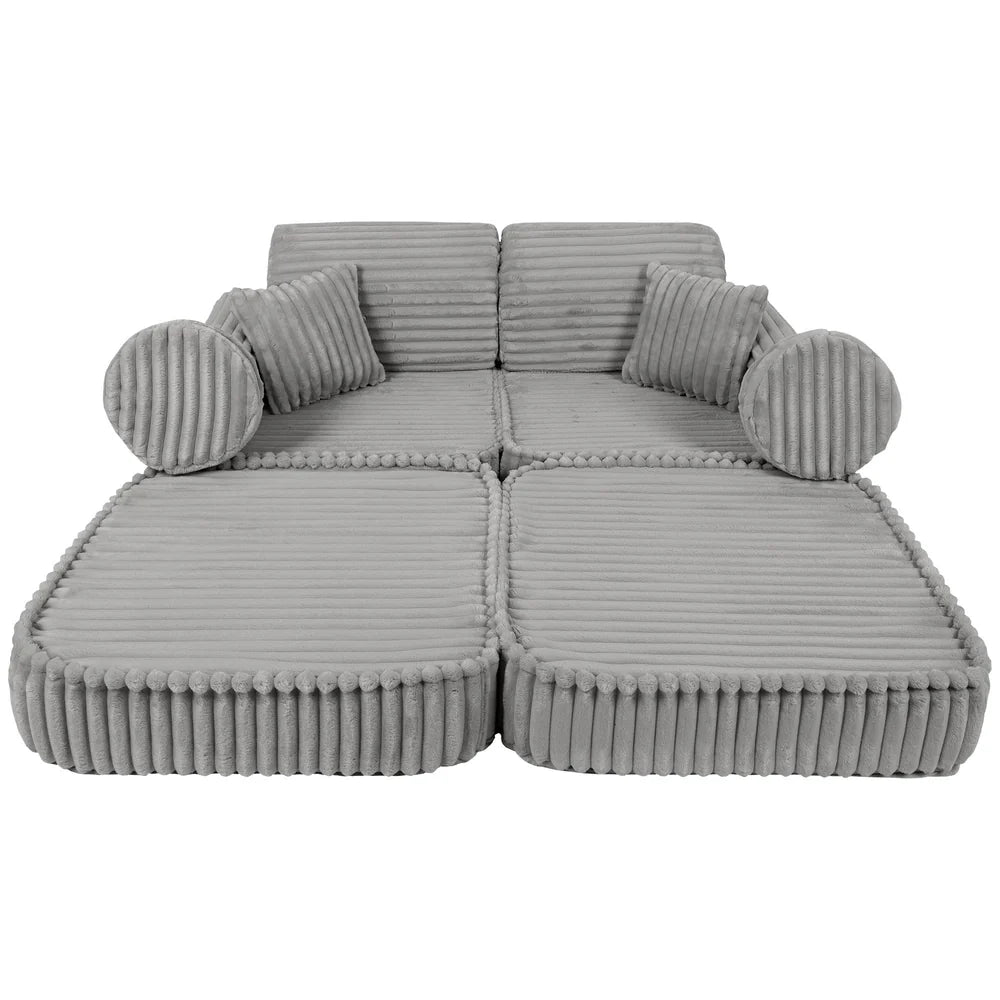 Design4Kids Mini Spielsofa Pearl Plüsch-Cord Max - marble gray