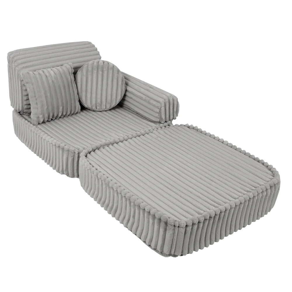 Design4Kids Mini Spielsofa Pearl Plüsch-Cord Max - marble gray