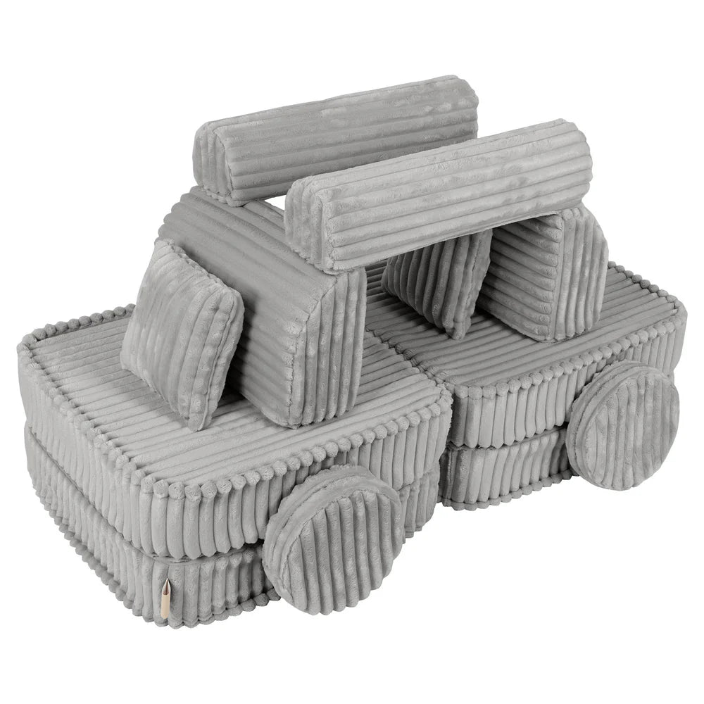 Design4Kids Mini Spielsofa Pearl Plüsch-Cord Max - marble gray